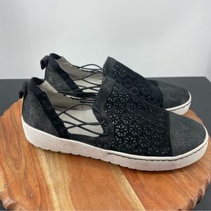 Jambu Erin relax foam Sneaker loafers black leather 8 laser cut floral slip on